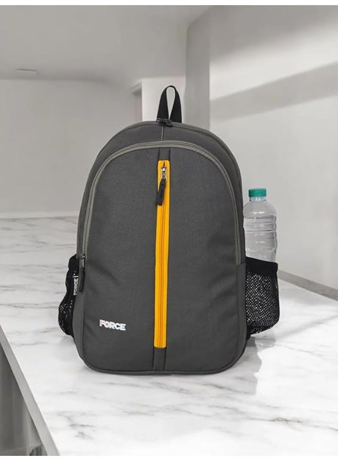 فورس حقيبة ظهر فورس الأساسية – سعة كاملة – مقاومة للماء – رمادي داكن مع سحاب أصفر - Image 3